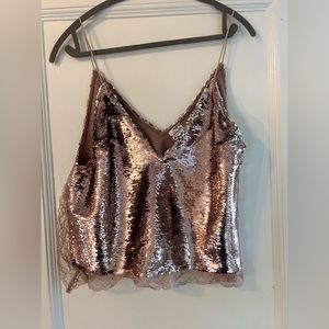 Free People pink sequin top